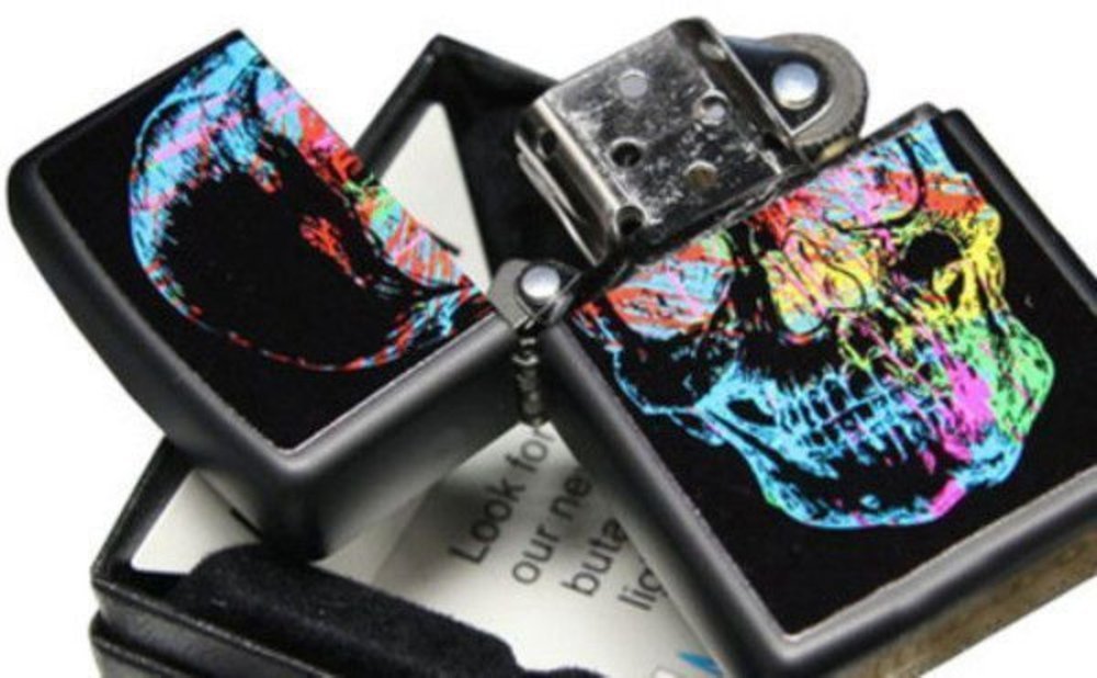 Zippo Colorful Skull, Black Matte Lighter #28042