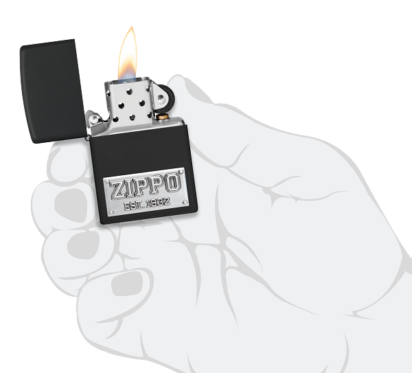 Zippo Logo Est 1932 Emblem, Black Matte Lighter #48689