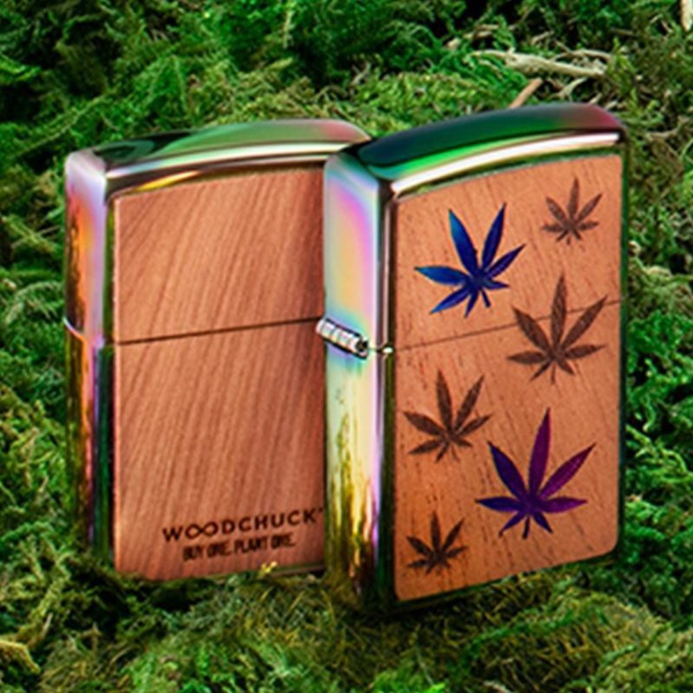 Zippo WOODCHUCK USA Cannabis Leaves, High Polish Spectrum Lighter #29903