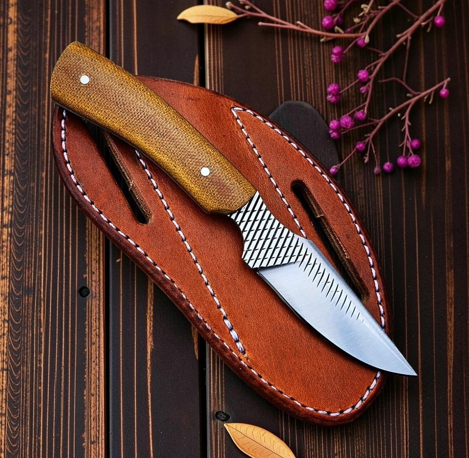 Handmade Rasp Tool Steel Cowboy Ranch Knife with Leather Sheath