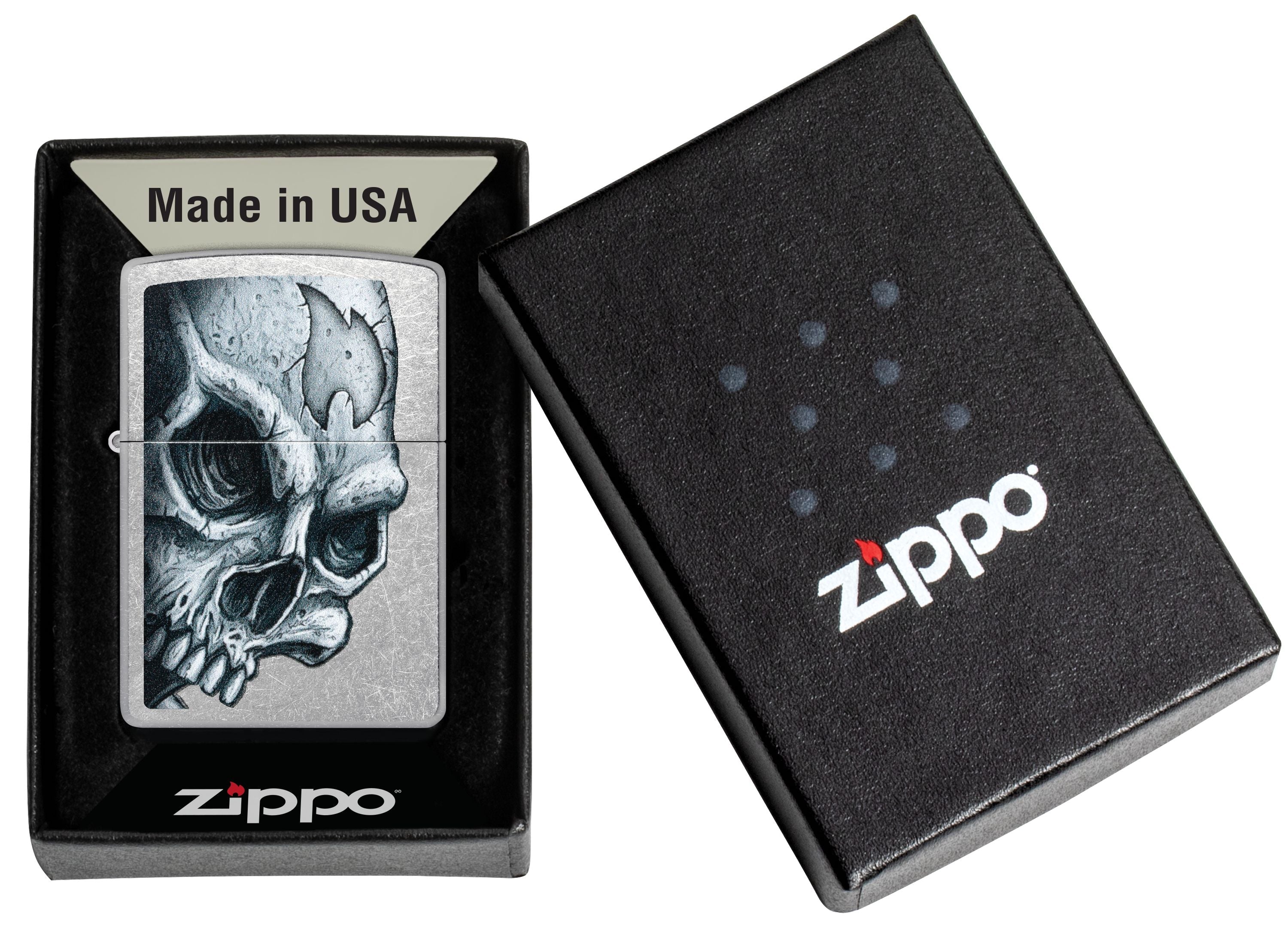 Zippo Skull and Flame, Street Chrome Lighter #46587