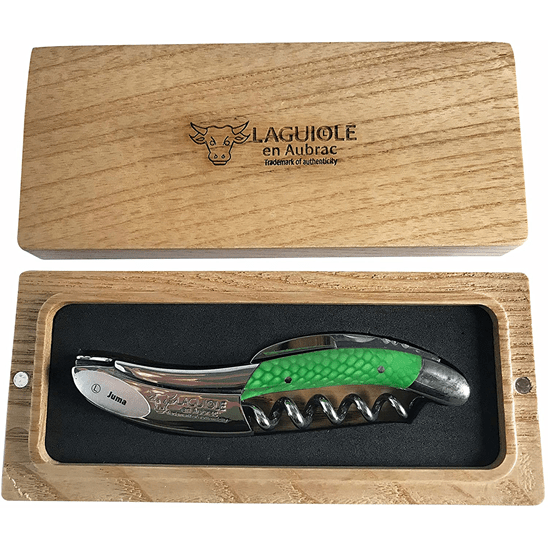 Handcrafted Sommelier Waiter's Corkscrew with Juma Green Handle by Laguiole en Aubrac