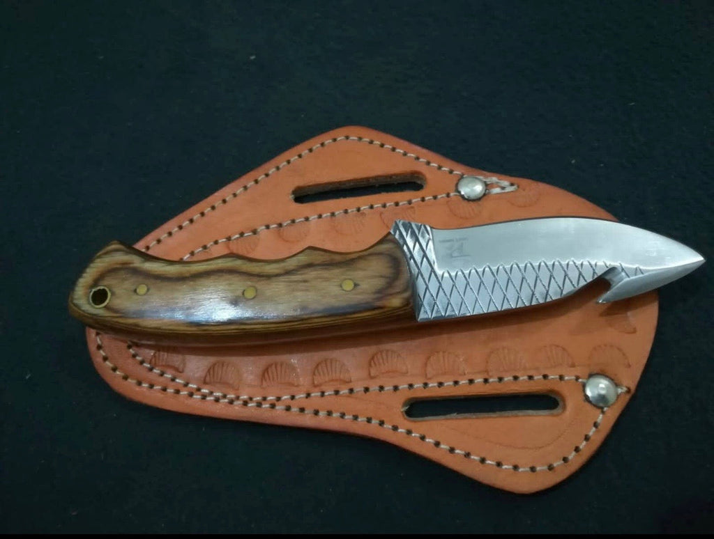 Hand-Forged Rasp Steel Wood Gut Hook Knife