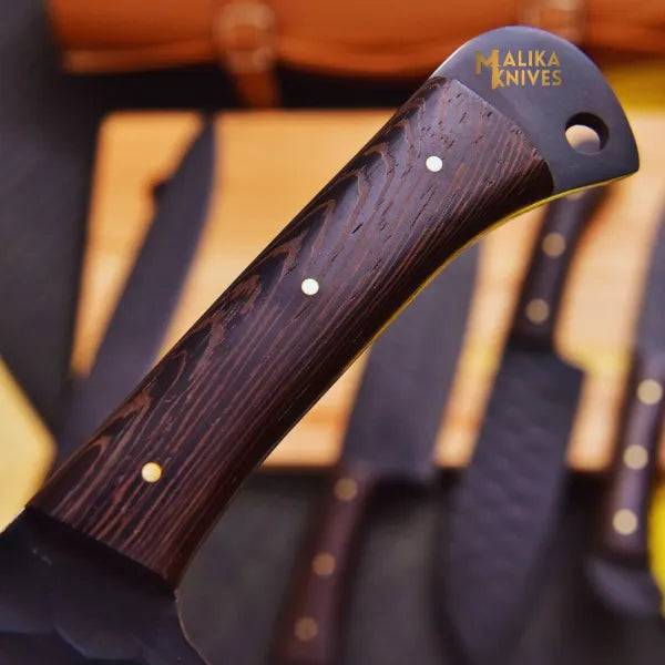 Set of four MALIKA KNIVES kitchen knives for home chefs, featuring simple, sharp blades for versatile cooking tasks.