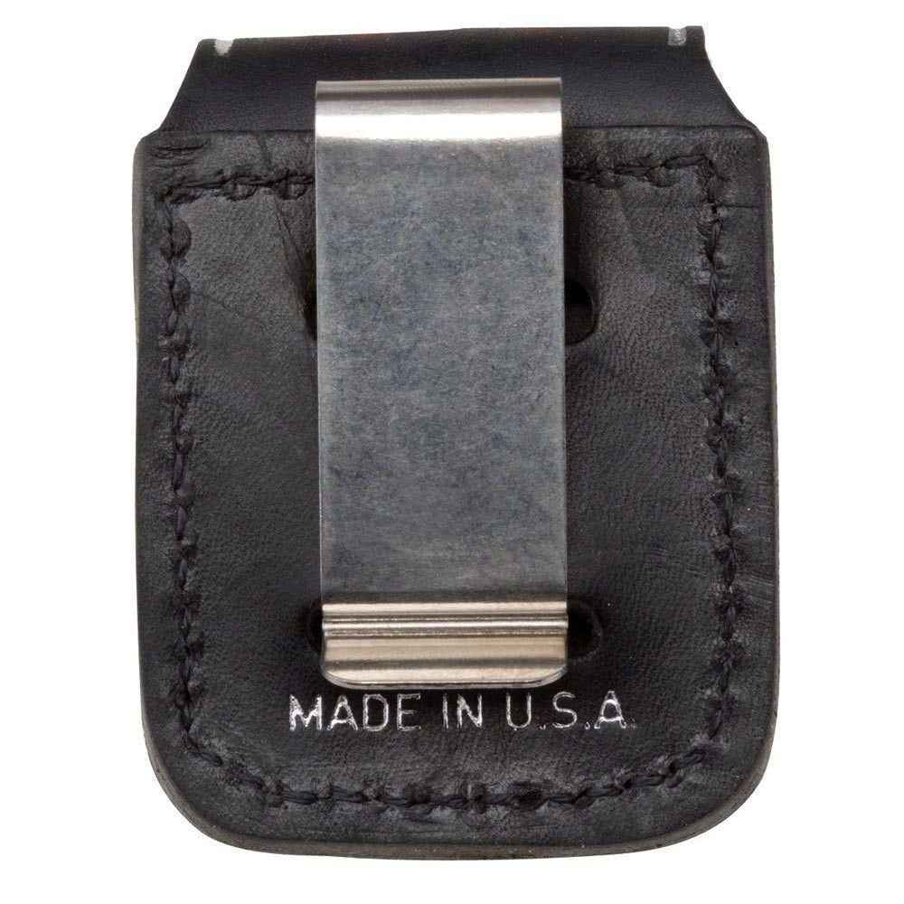 Zippo Leather Pouch, For Zippo Lighters, Metal Belt Clip #LPCBK