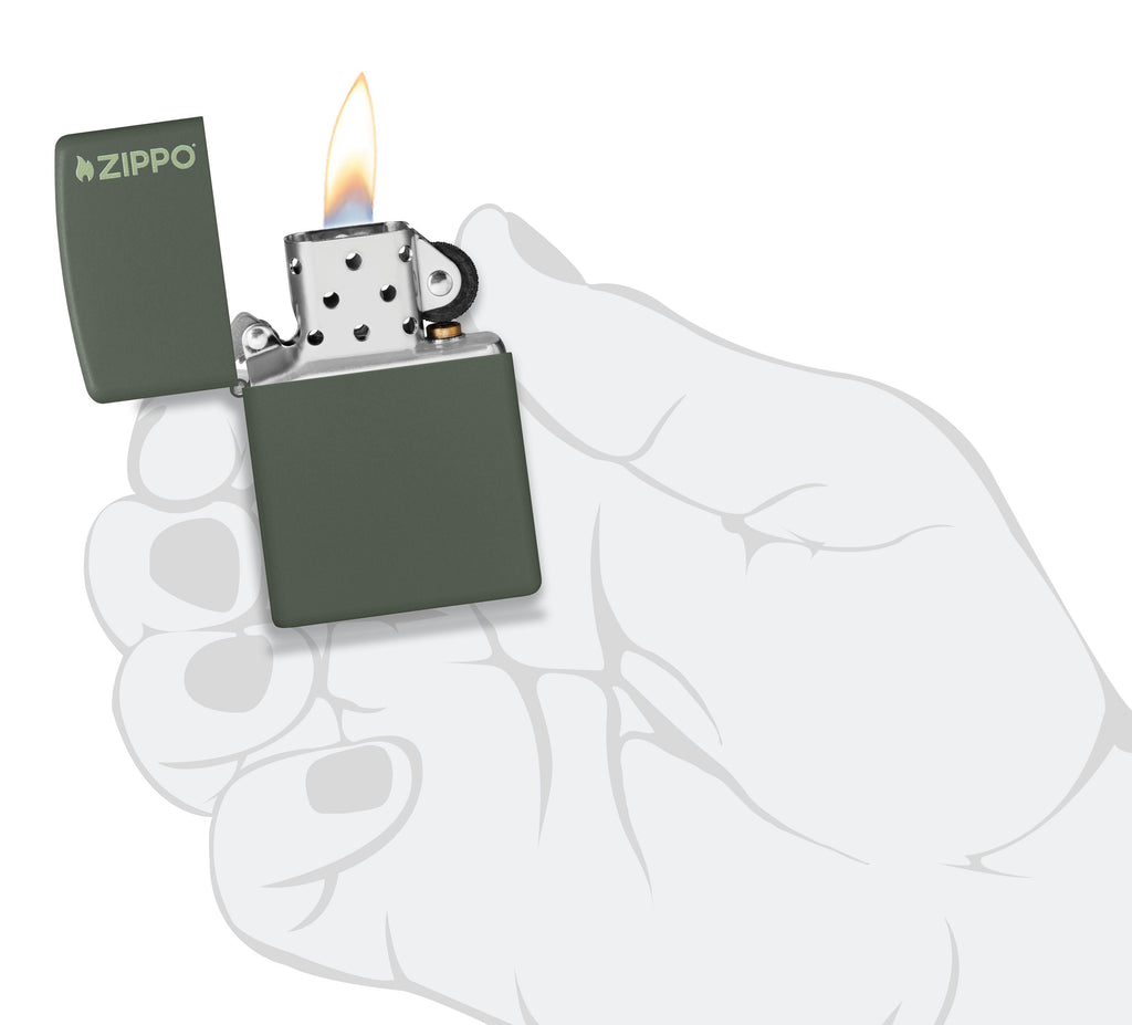 Zippo Classic Green Matte with Logo, Lighter #221ZL