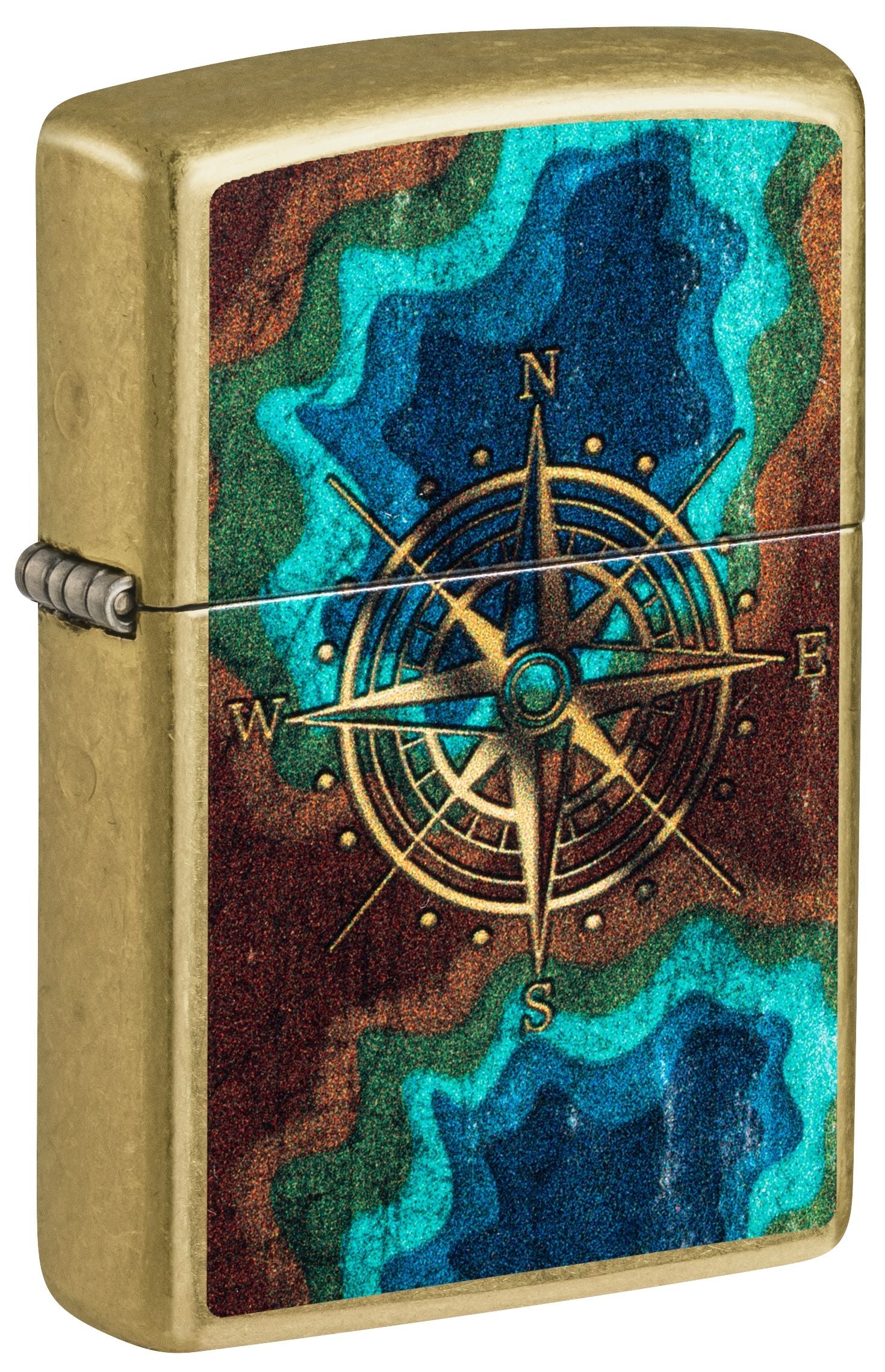 Zippo Compass Rose Map Art, Street Brass Lighter #47190