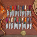 Damascus Skinner Knives Lot with Twenty Forged Blades