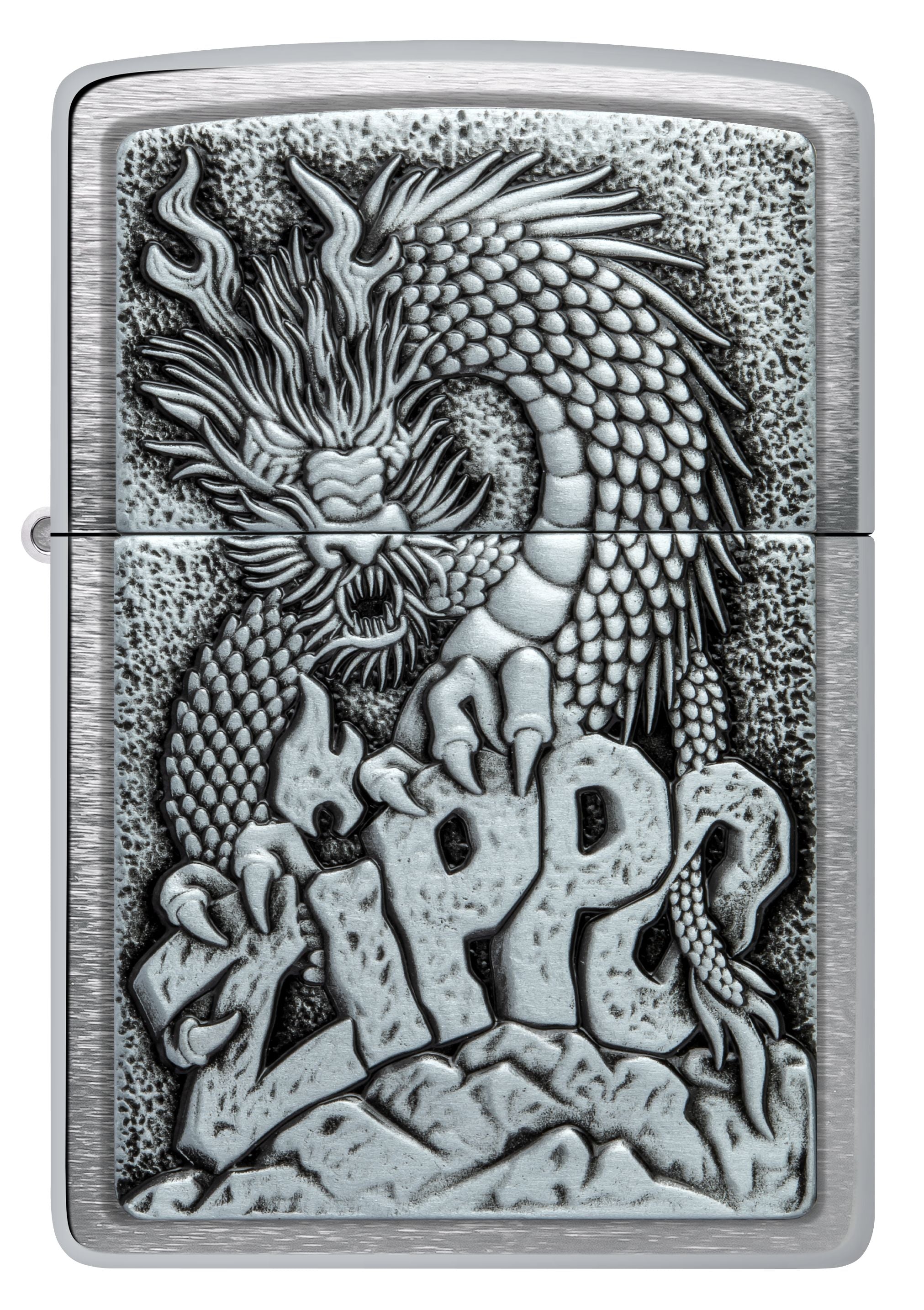 Zippo Dragon Emblem, Brushed Chrome Lighter #48902