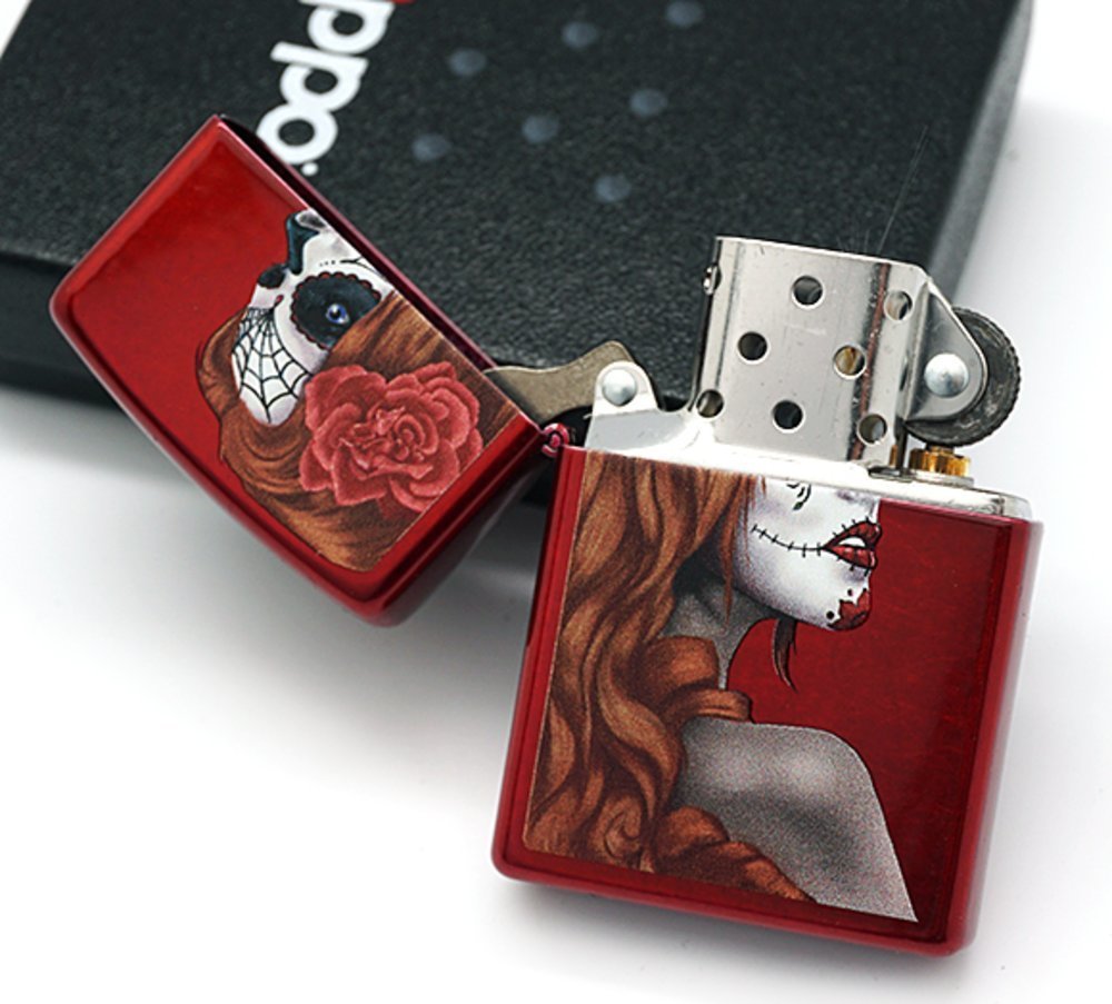 Zippo Day of the Dead Girl, Candy Apple Red Lighter #28830