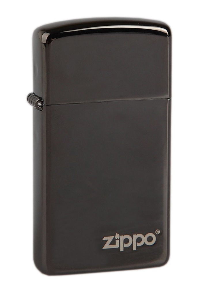 Zippo Slim High Polish Black with Logo, Lighter #28123ZL