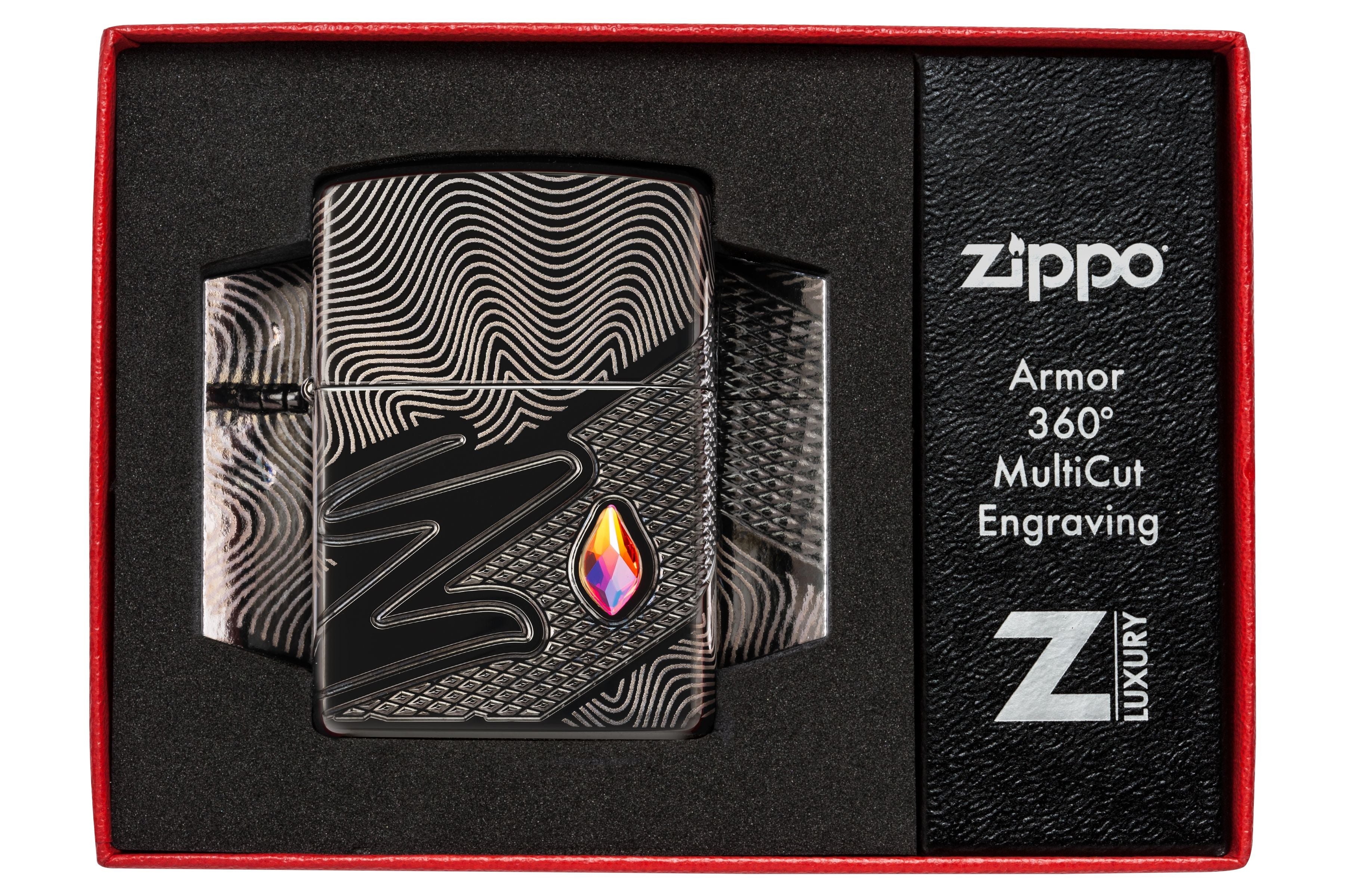 Zippo Armor Z Crystal, High Polish Black Lighter #46928