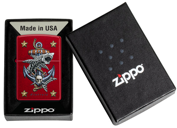 Zippo Rietveld Shark Anchor, Candy Apple Red Lighter #47109