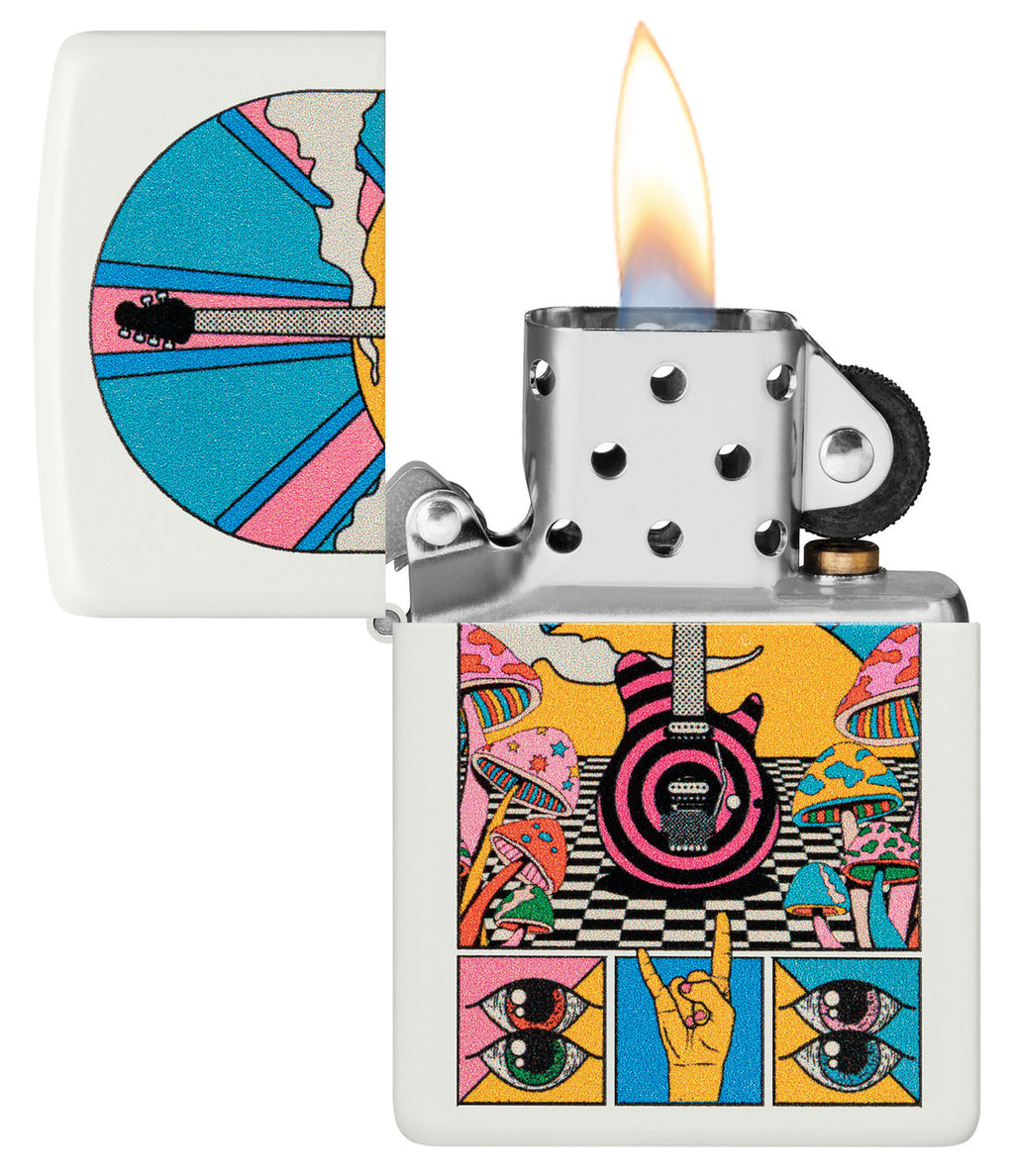 Zippo Retro Music Funky, White Matte Lighter #46167