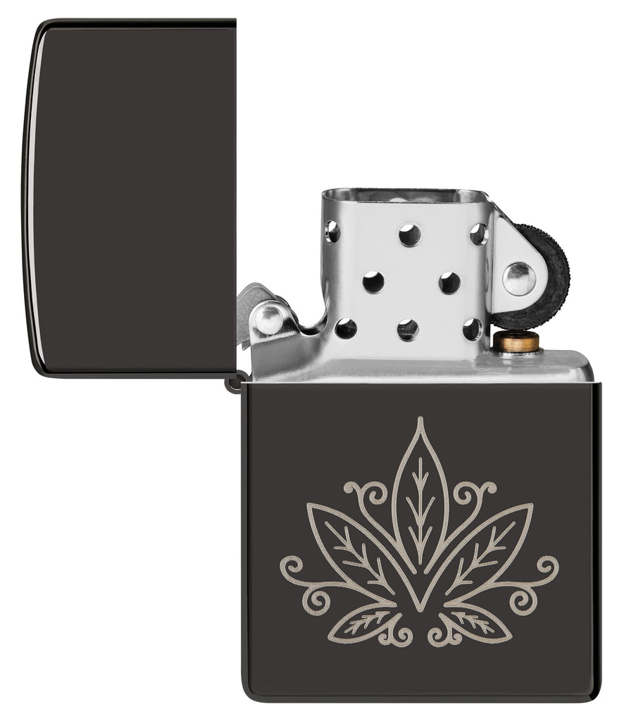 Zippo Cannabis Zentangle, High Polish Black Lighter #48926