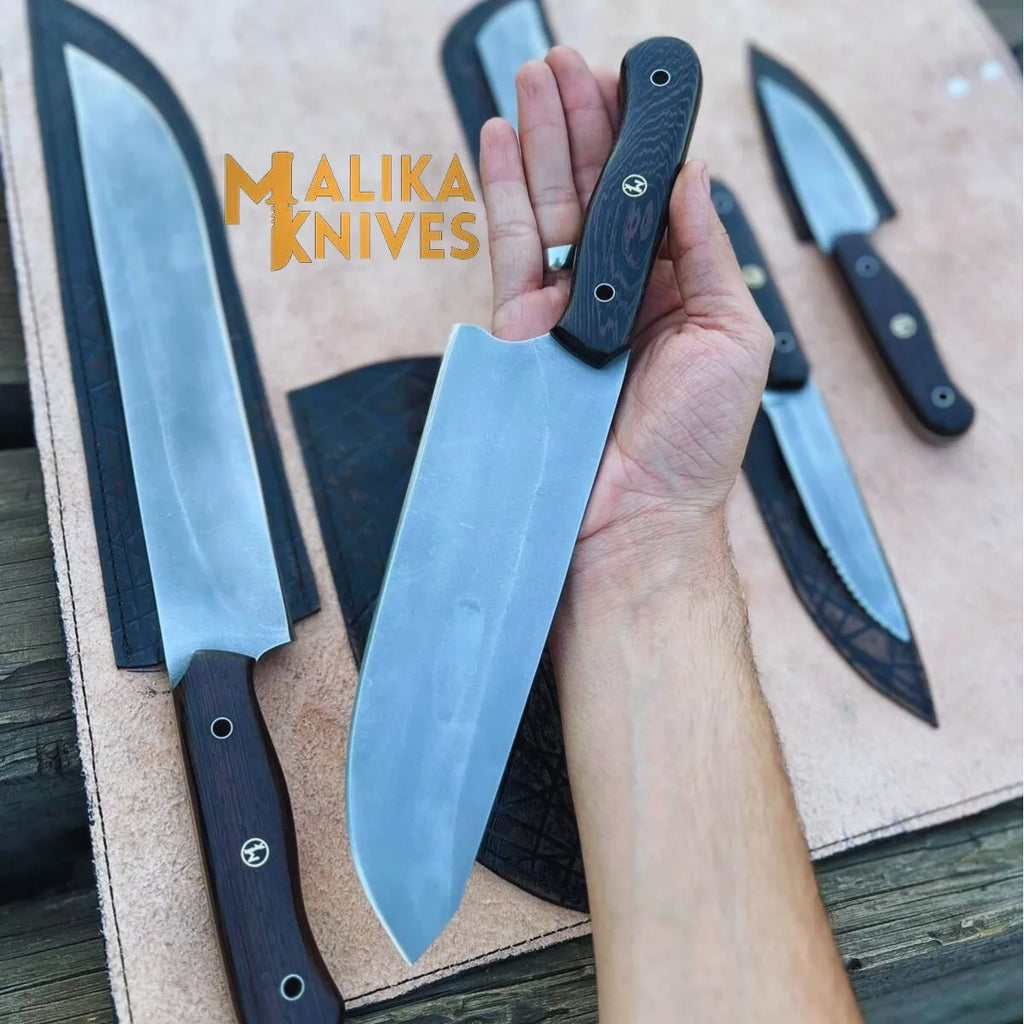 Malika Ultimate Kitchen Knife Set: Premium All-in-One Collection with Custom Leather Carrying Case - Perfect for Home Chefs & Culinary Enthusiasts-0204