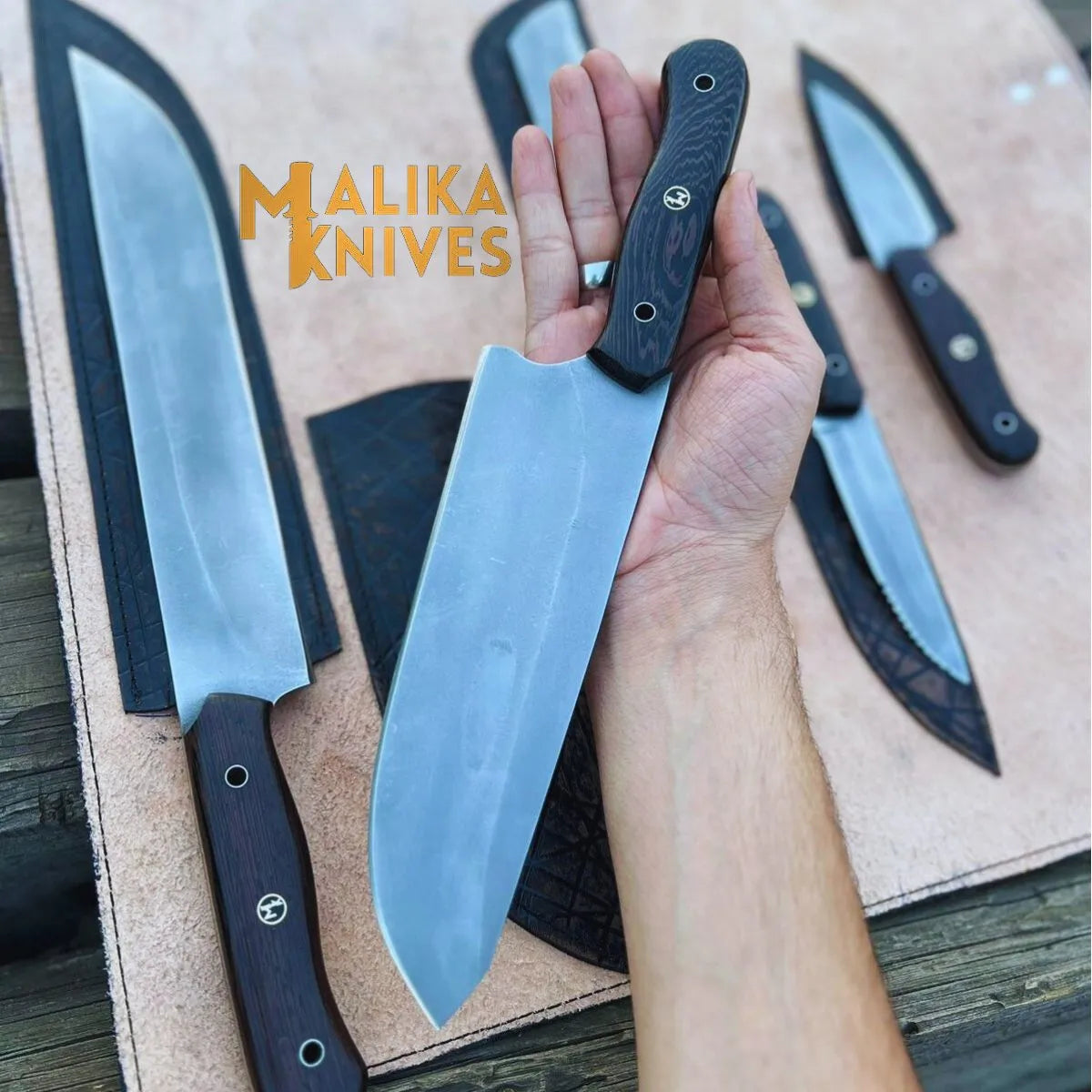 Malika Ultimate Kitchen Knife Set: Premium All-in-One Collection with Custom Leather Carrying Case - Perfect for Home Chefs & Culinary Enthusiasts-0204