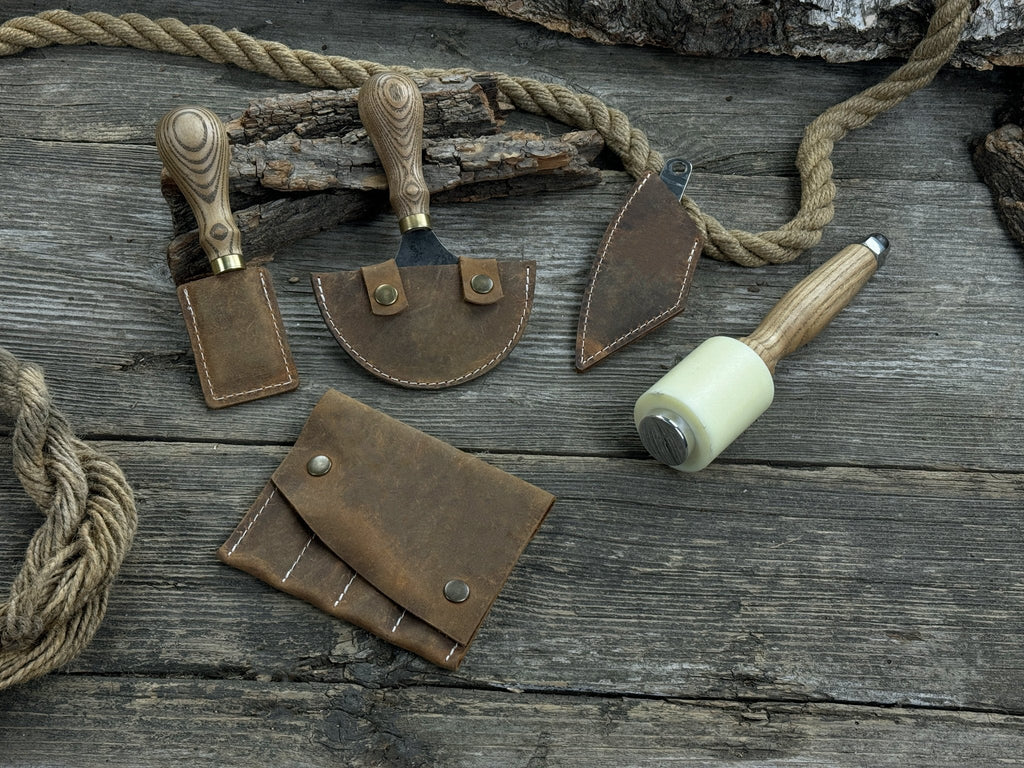 5-Piece Leather Working Tool Set With Nylon Mallet