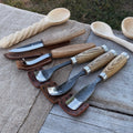 5-Piece Spoon & Bowl Carving Tool Set with Leather Sheaths