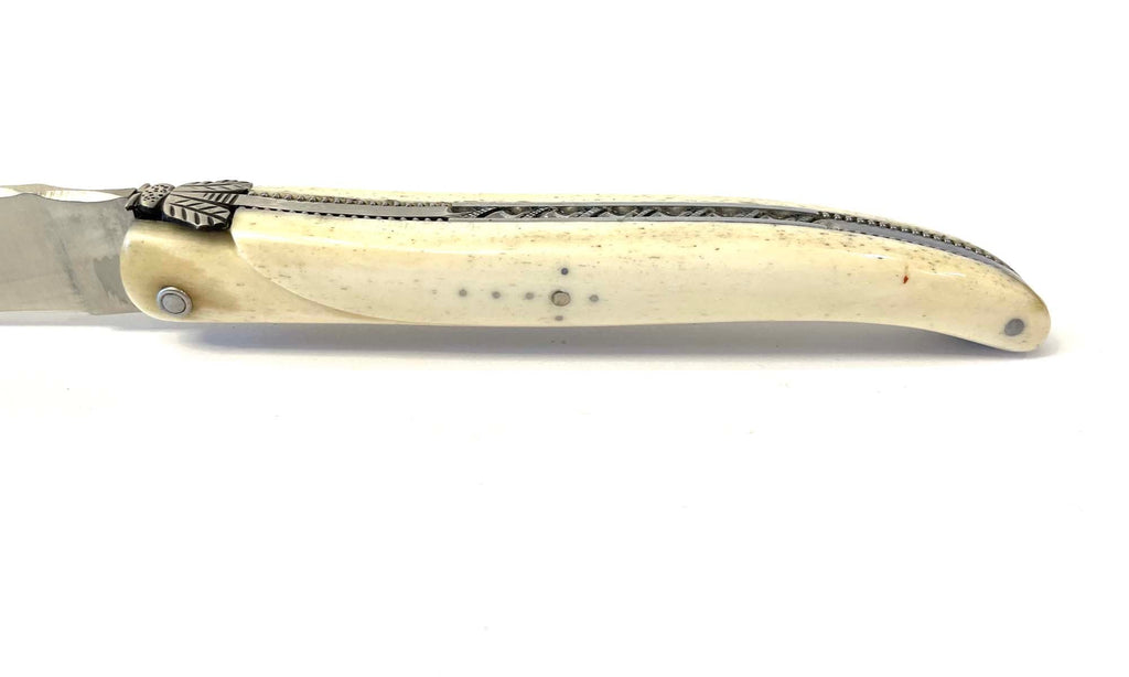 Laguiole en Aubrac La Perle Hand Carved Multipurpose Knife, Bone, 4.75-Inches