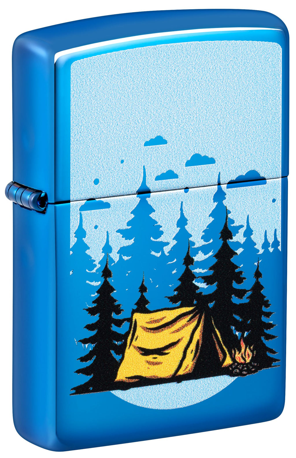 Zippo Camping Forest Scene, High Polish Blue Lighter #47214