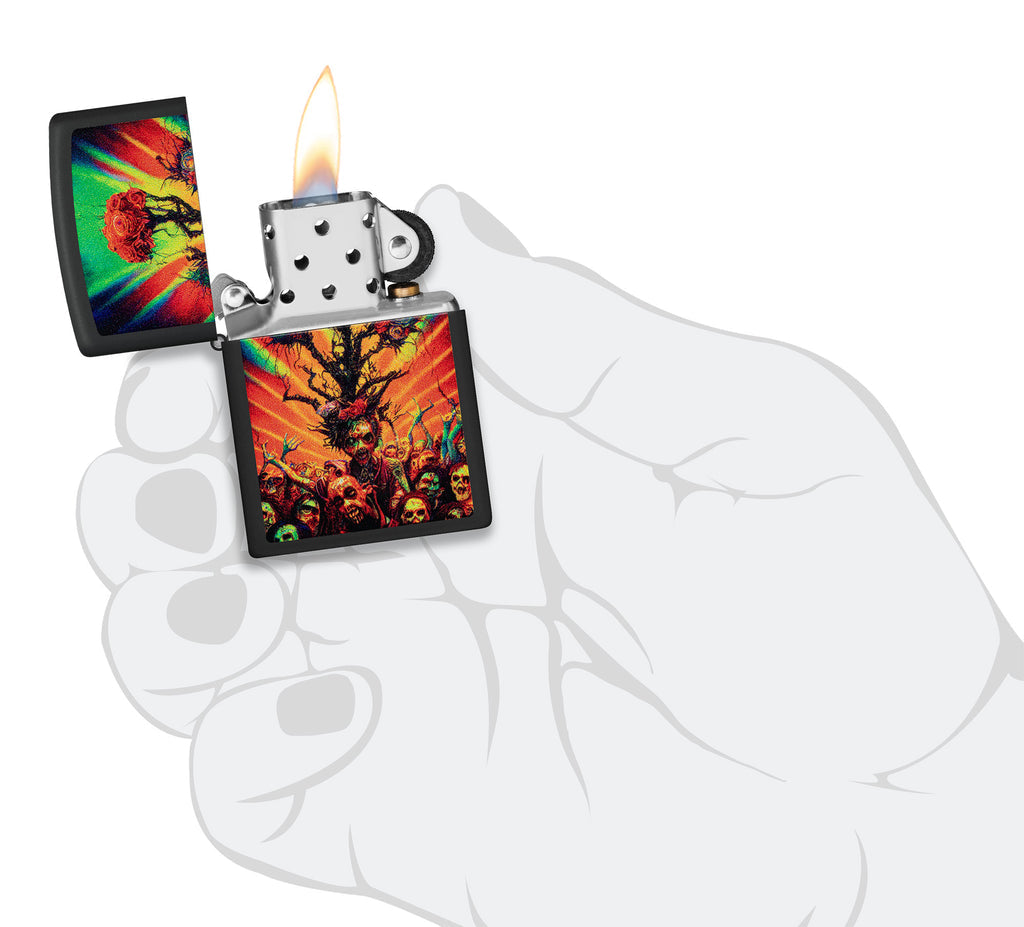 Zippo Abstract Zombie, Black Matte Lighter #48956