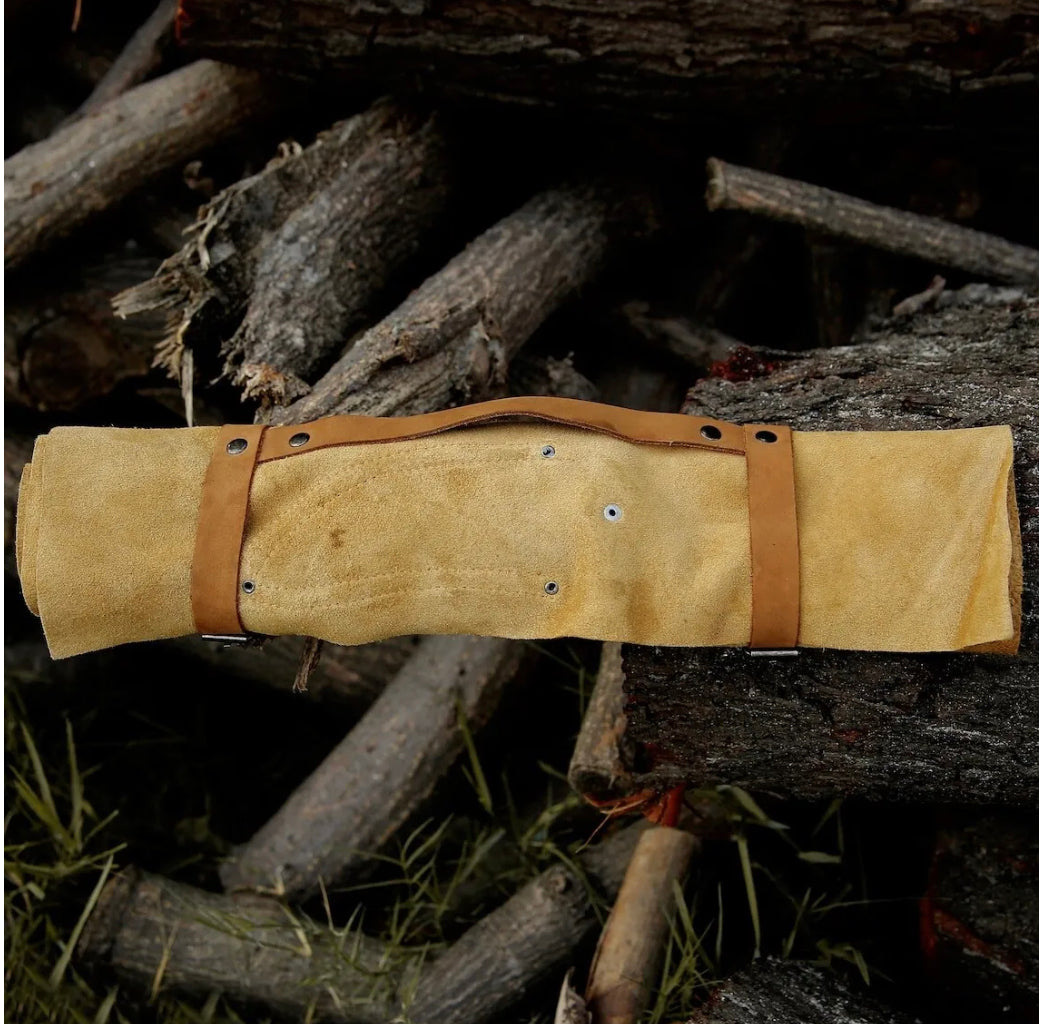 Knife Set for Kitchen – 13" Handmade Damascus Steel Chef Knife with Epoxy Resin Handle & Leather Sheath