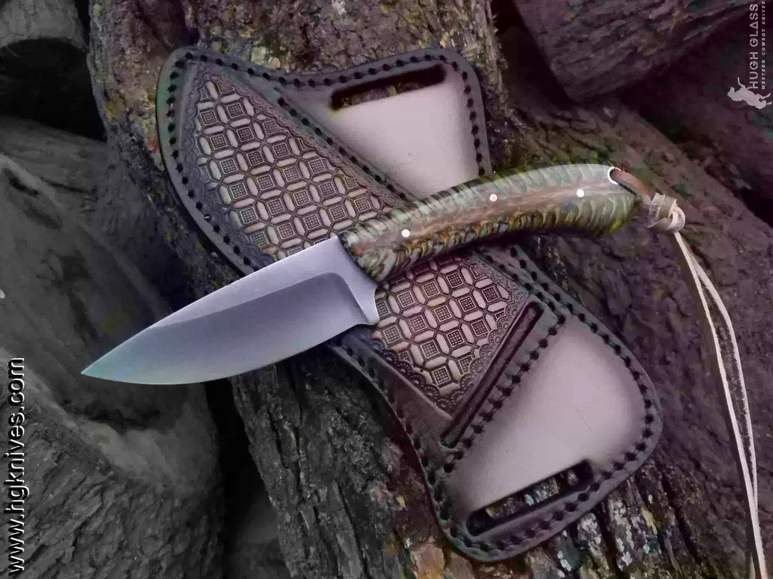 Yellow Ram Horn Drop Point Hunter Knife for Hunters and Outdoor Users