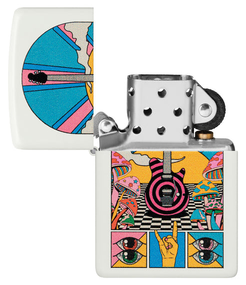 Zippo Retro Music Funky, White Matte Lighter #46167