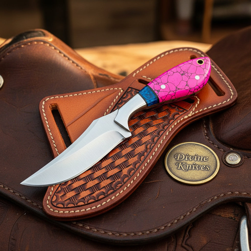 Pink Resin Cowboy Skinner for Hunting and Field Work