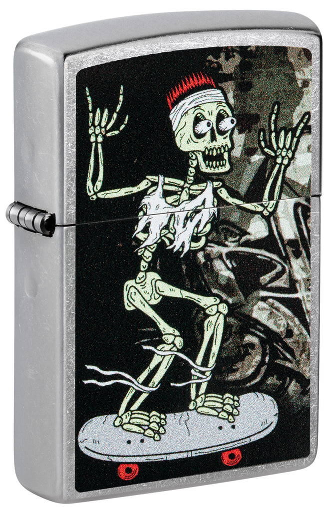 Zippo Skateboard Skeleton, Street Chrome Lighter #48911