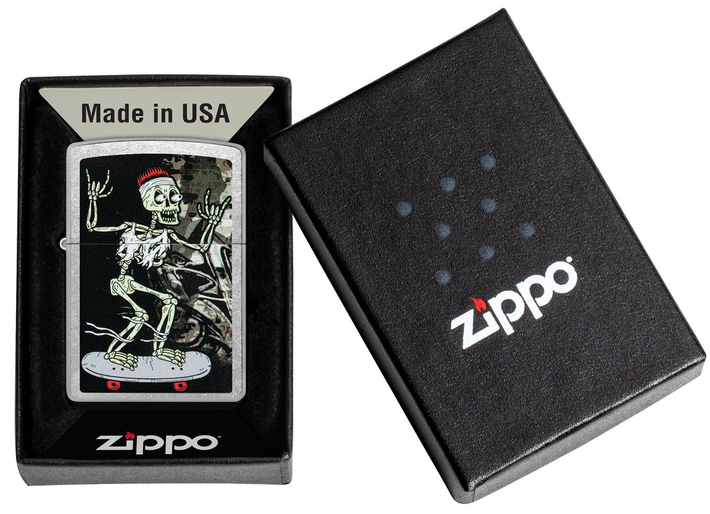 Zippo Skateboard Skeleton, Street Chrome Lighter #48911