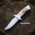 9" J2 Stainless Hunting Knife – Hand-Engraved Bone
