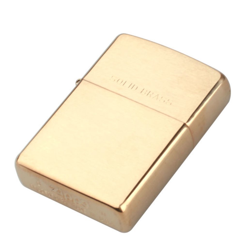 Zippo Solid Brass Engraved, Brushed Brass Lighter #204