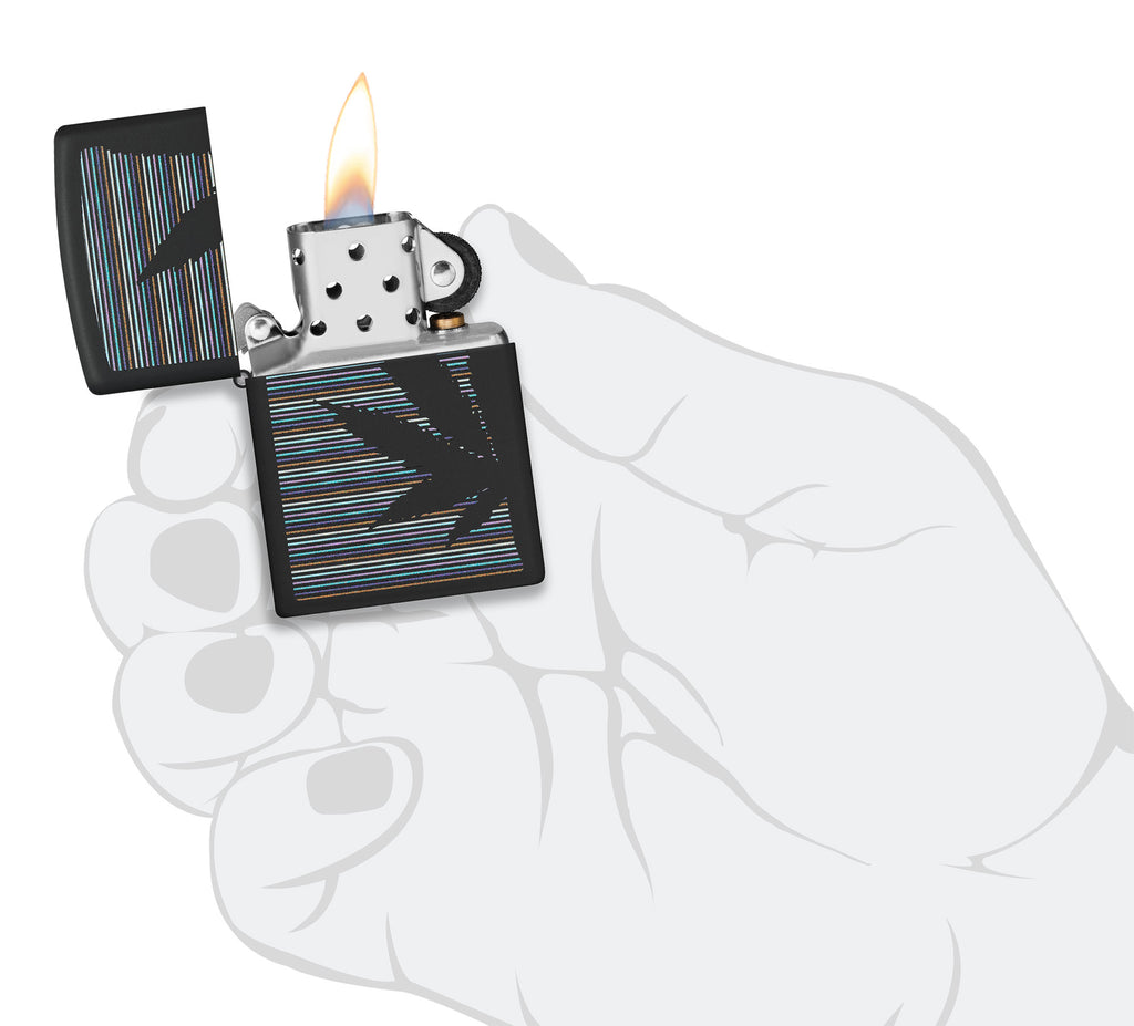 Zippo Cannabis Pinstripes, Black Matte Lighter #48927