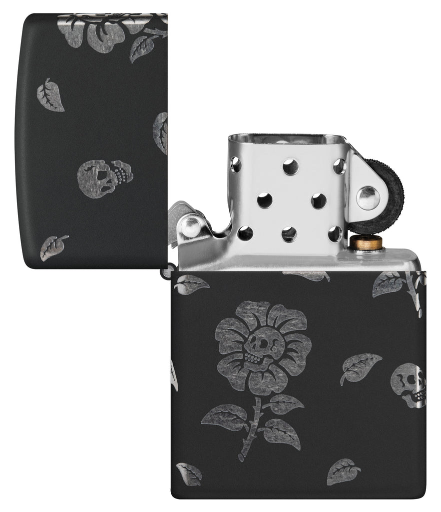 Zippo Flower Skulls 360°, Black Matte Lighter #48931