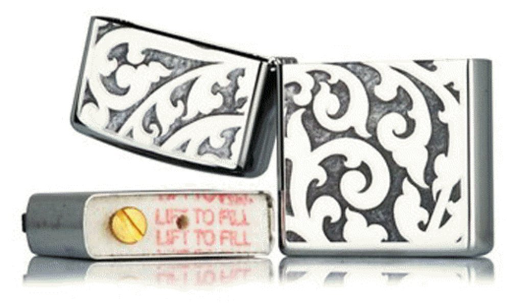 Zippo Filigree Floral Pattern, High Polish Chrome Lighter #28530