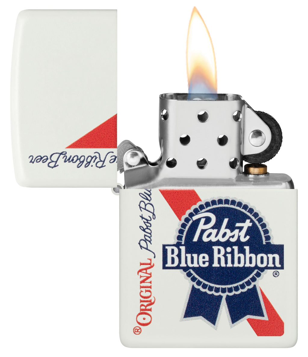 Zippo Pabst Blue Ribbon Beer, White Matte Lighter #48746