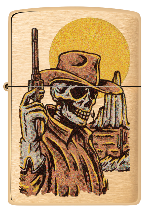 Zippo Wild West Skeleton Cowboy, Brushed Brass Lighter #48519