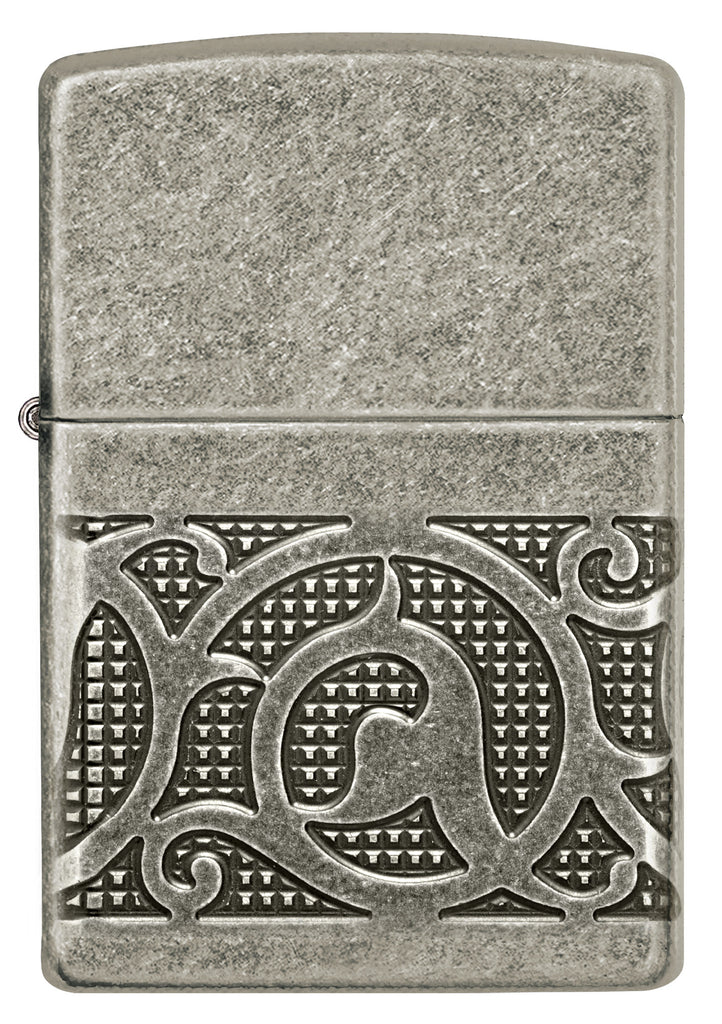 Zippo Armor Pattern MultiCut, Antique Silver Lighter #49290