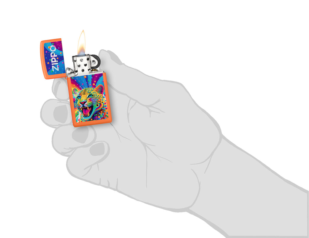 Zippo Slim Leopard Zippo Logo, Orange Matte Lighter #46018