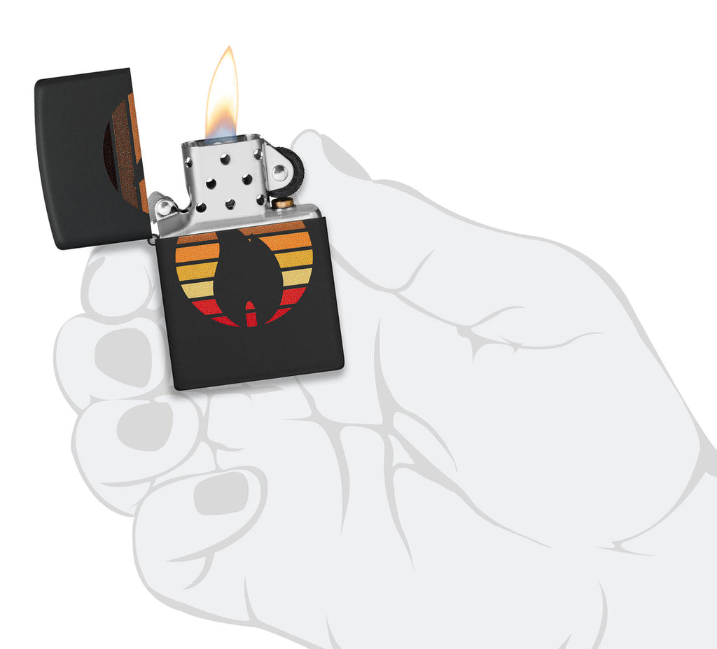 Zippo Colorblock Zippo Flame, Black Matte Lighter #46168