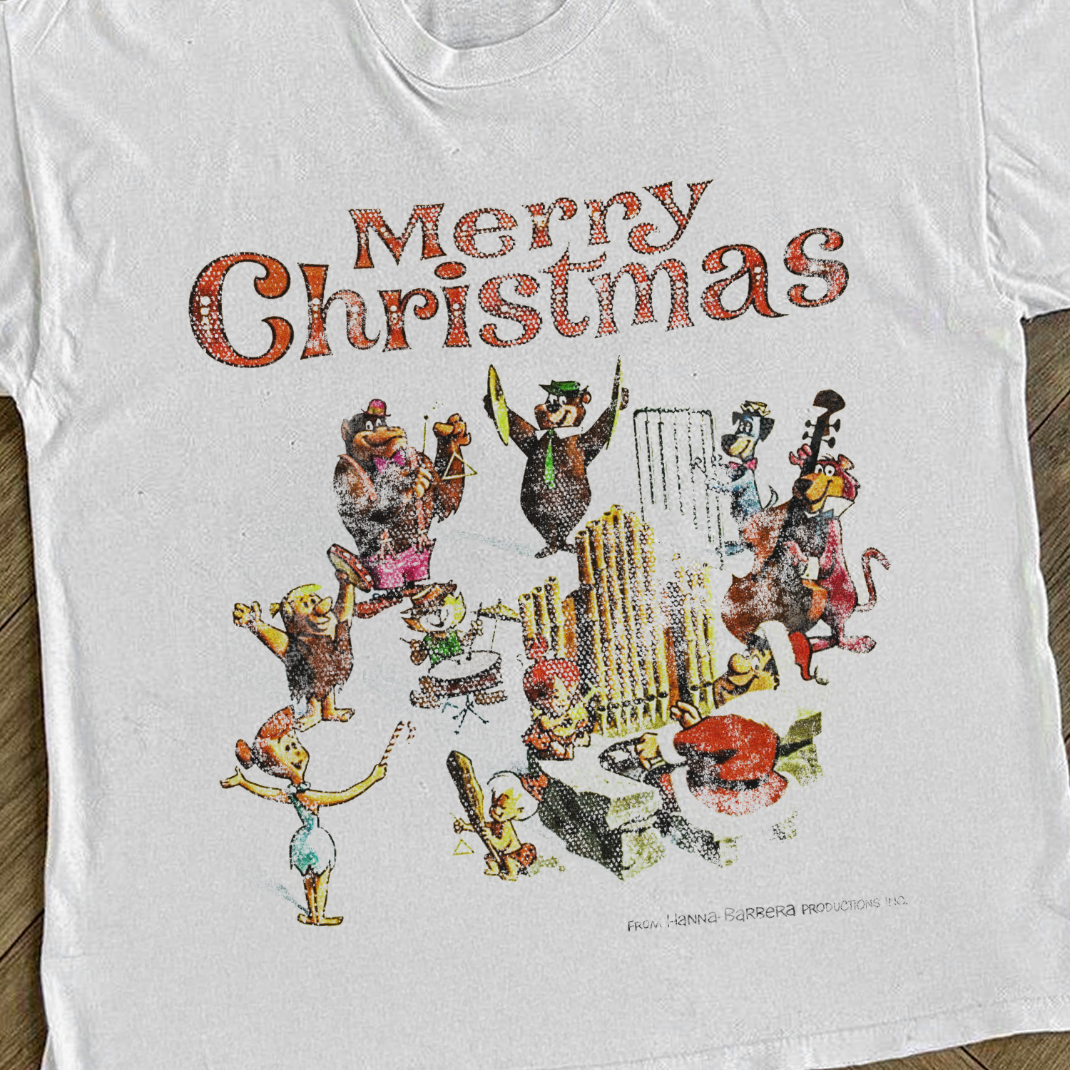 Hanna Barbera 60s 'Christmas Band' Vintage Washed White Tee