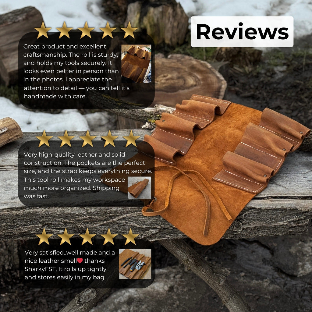 6 Pocket Leather Tool Roll