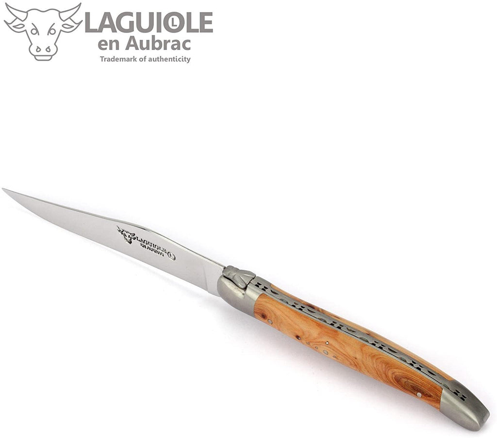 Laguiole en Aubrac Handcrafted 6-Piece Steak Knife Set with Juniper Wood Handles