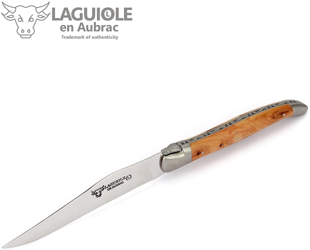 Laguiole en Aubrac Handcrafted 6-Piece Steak Knife Set with Juniper Wood Handles