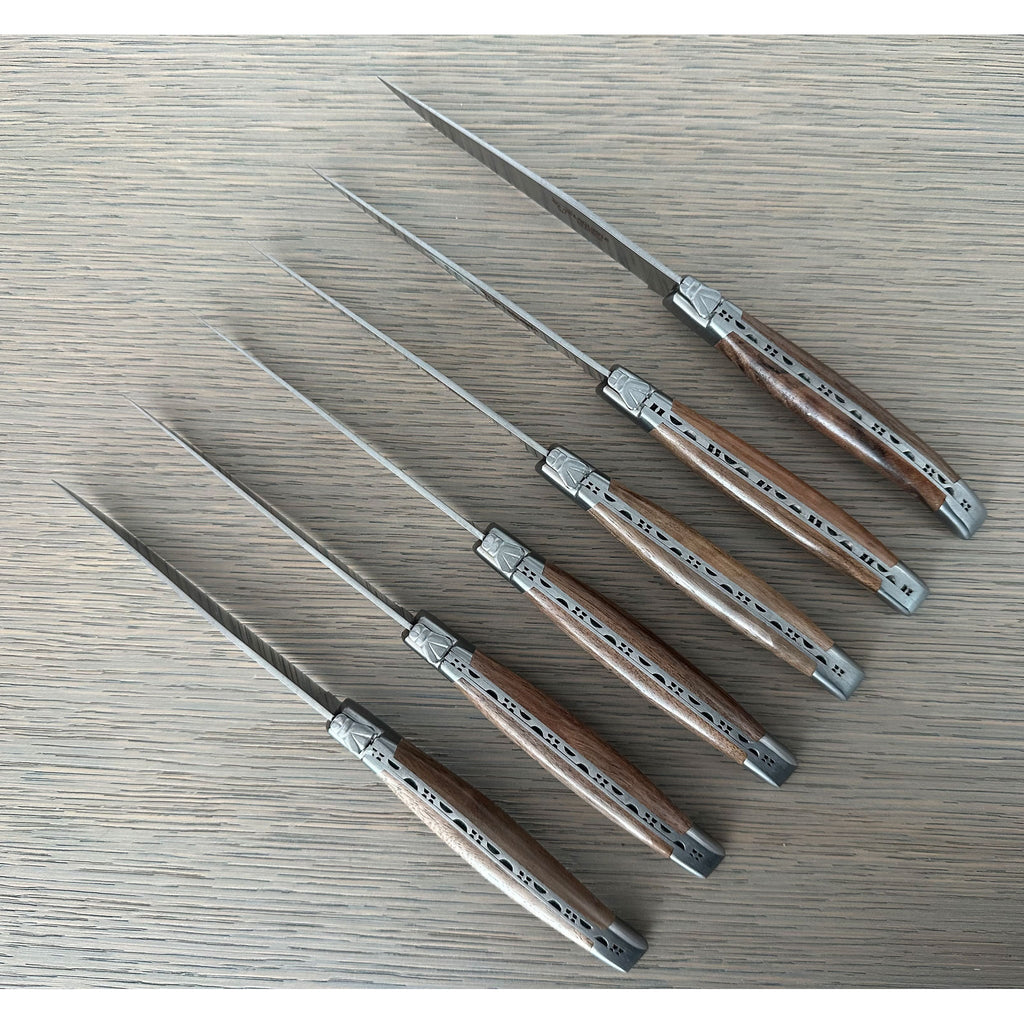 Laguiole en Aubrac Luxury Steak/Table Knives 6-Piece Set with Walnut Handle