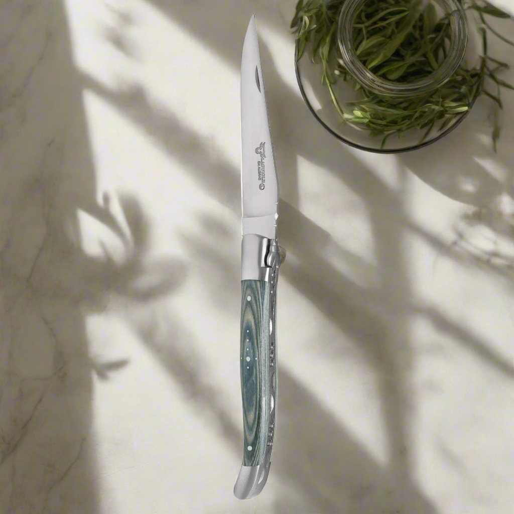 Laguiole en Aubrac Handcrafted 6-Piece Steak Knife Set with Mixed Pakkawood Handles