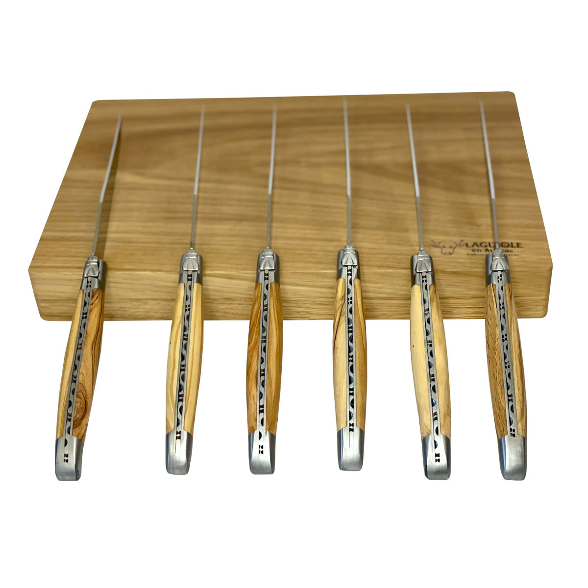 Laguiole en Aubrac Handcrafted 6-Piece Steak Knife Set with Olivewood Handles