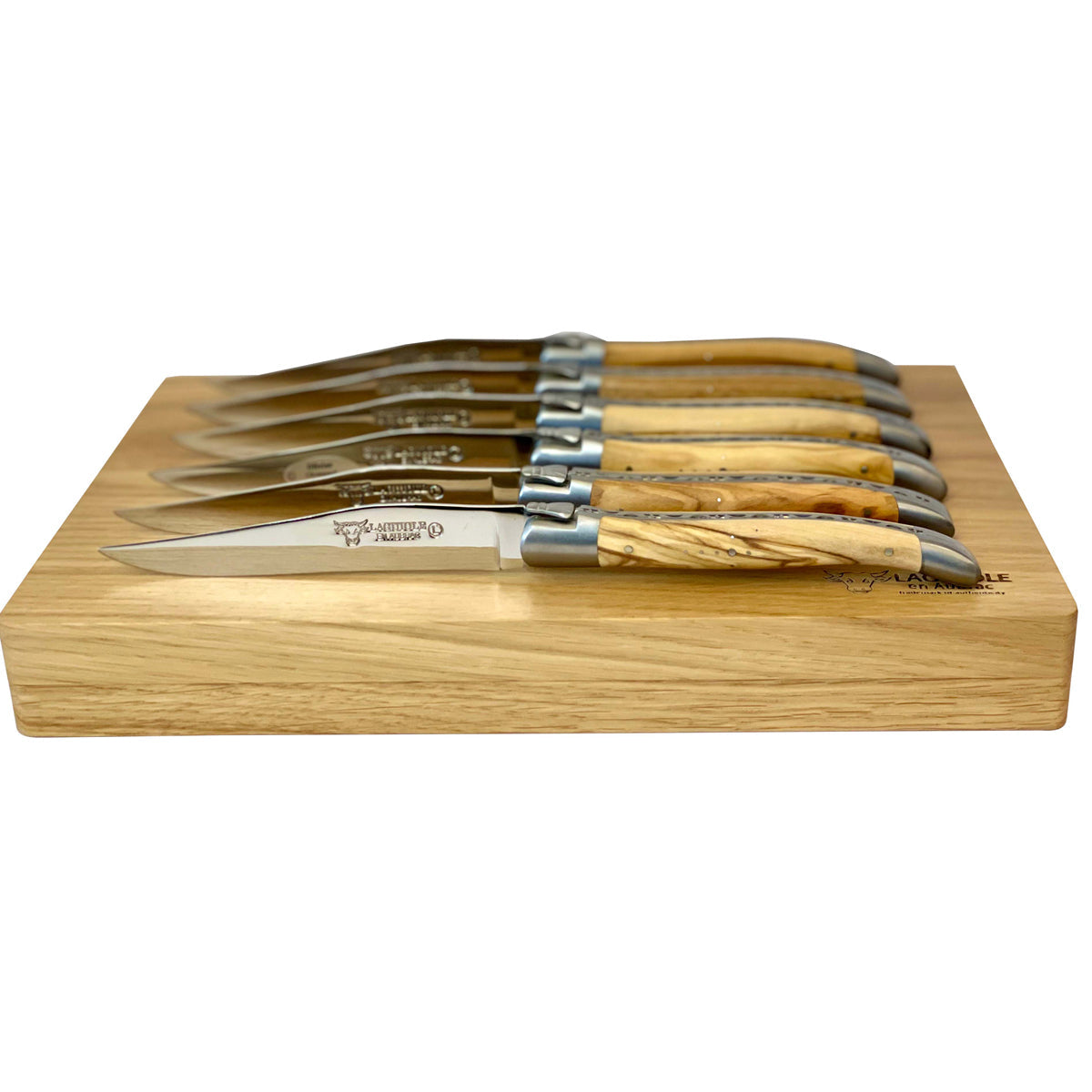 Laguiole en Aubrac Handcrafted 6-Piece Steak Knife Set with Olivewood Handles